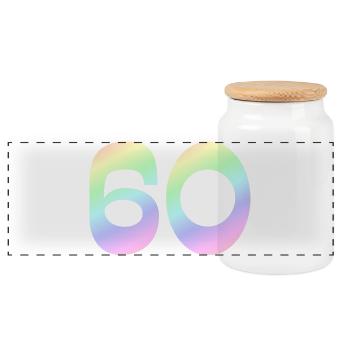 geschenkidee, 60 pastellfarbe - Panorama Keksdose mit Holzdeckel - Weiß - Vorne