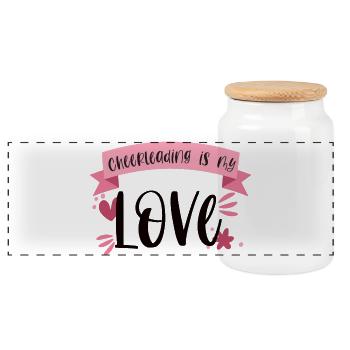 Cheerleading Cheerleader Love Gift - Panoramic Cookie Jar with Wooden Lid - white - Front
