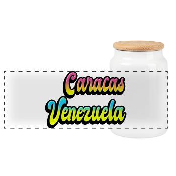Design de Caracas Venezuela - Boîte à biscuits avec couvercle en bois - blanc - Devant