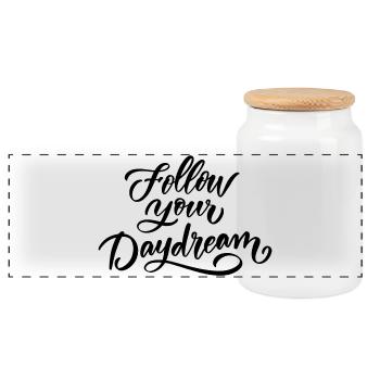 Follow Your Dreams - Panoramic Cookie Jar with Wooden Lid - white - Front