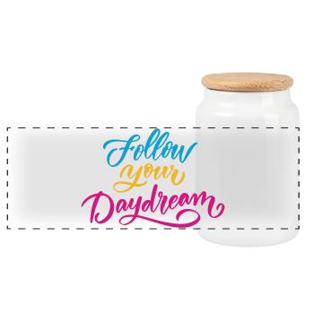 Follow Your Dreams - Panoramic Cookie Jar with Wooden Lid - white - Front