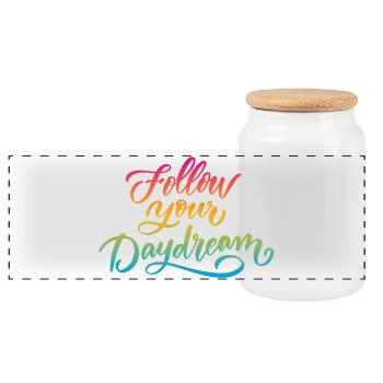 Follow Your Dreams - Panoramic Cookie Jar with Wooden Lid - white - Front