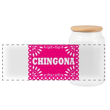 Chingona - Panorama Keksdose mit Holzdeckel - Weiß - Vorne