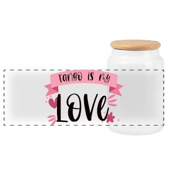Tango is my Love! Dancer dance gift - Panoramic Cookie Jar with Wooden Lid - white - Front