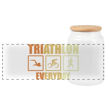 Routine de triathlon à vélo - Boîte à biscuits avec couvercle en bois - blanc - Devant