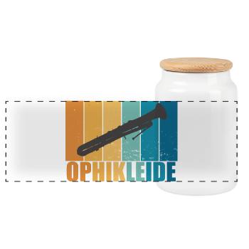 Ophikleide Vintage Musiker Instrument Geschenk - Panorama Keksdose mit Holzdeckel - Weiß - Vorne