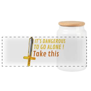 Pixel Sword Take This Hero - Panoramic Cookie Jar with Wooden Lid - white - Front