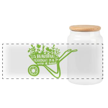 Un beau jardin est une œuvre de cœur - Boîte à biscuits avec couvercle en bois - blanc - Devant