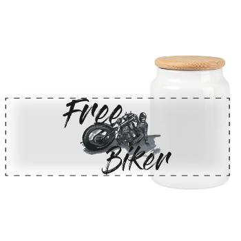 Free Biker - Illustration Moto - Boîte à biscuits avec couvercle en bois - blanc - Devant