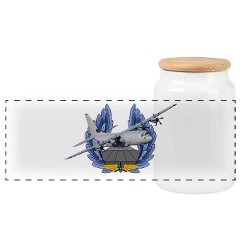C-130 - Panorama Keksdose mit Holzdeckel - Weiß - Vorne