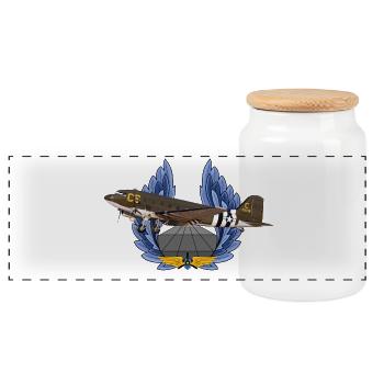 C-47 DC-3 - Panorama Keksdose mit Holzdeckel - Weiß - Vorne