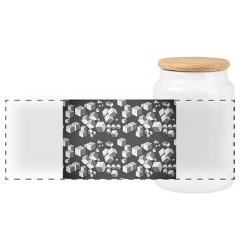 Motif déco gris-blanc - Boîte à biscuits avec couvercle en bois - blanc - Devant