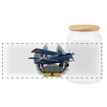 An-2 - Panoramic Cookie Jar with Wooden Lid - white - Front