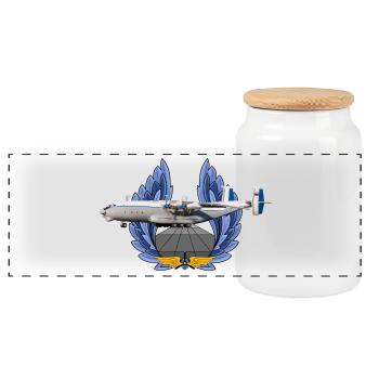 An-22 - Panoramic Cookie Jar with Wooden Lid - white - Front