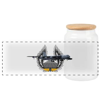 B-52 Stratofortress - Panorama Keksdose mit Holzdeckel - Weiß - Vorne