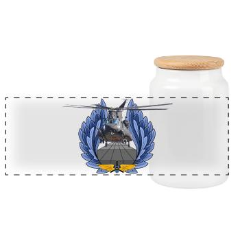 CH-47 Chinook - Panorama Keksdose mit Holzdeckel - Weiß - Vorne