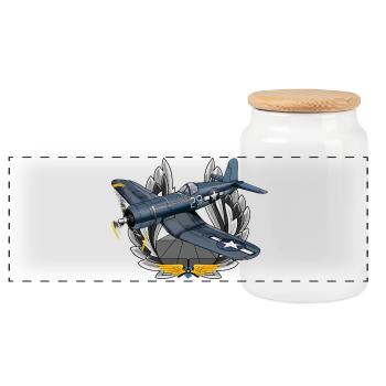 F4U Corsair - Panorama Keksdose mit Holzdeckel - Weiß - Vorne
