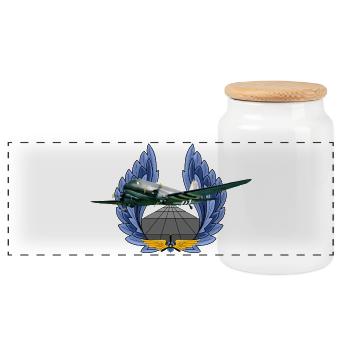 C-47 DC-3 - Panorama Keksdose mit Holzdeckel - Weiß - Vorne