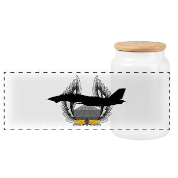 F-14 Tomcat - Panorama Keksdose mit Holzdeckel - Weiß - Vorne