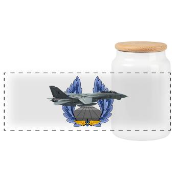 F-14 Tomcat - Panorama Keksdose mit Holzdeckel - Weiß - Vorne