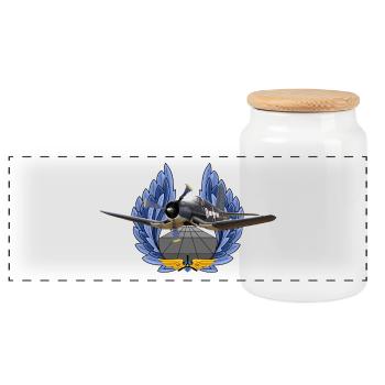 F4U Corsair - Panorama Keksdose mit Holzdeckel - Weiß - Vorne