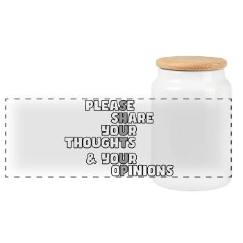 Please shut up # - Panoramic Cookie Jar with Wooden Lid - white - Front