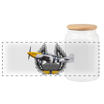 P-51 - Panoramic Cookie Jar with Wooden Lid - white - Front