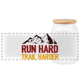 Courez fort. Trail plus difficile. - Boîte à biscuits avec couvercle en bois - blanc - Devant