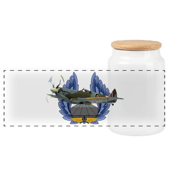 Spitfire - Boîte à biscuits avec couvercle en bois - blanc - Devant