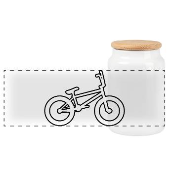 Dessin de vélo BMX - Boîte à biscuits avec couvercle en bois - blanc - Devant