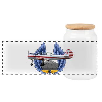 Yak-52 - Panorama Keksdose mit Holzdeckel - Weiß - Vorne