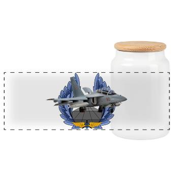 Yak-130 - Boîte à biscuits avec couvercle en bois - blanc - Devant