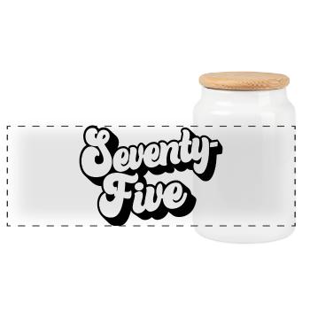Soixante-quinze 75e anniversaire Hommes Femmes 75 ans - Boîte à biscuits avec couvercle en bois - blanc - Devant