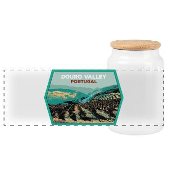 Schild des Douro-Tals, Portugal Illustration - Panorama Keksdose mit Holzdeckel - Weiß - Vorne