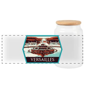 Vue Jardin Château Versailles : Élégance Royale - Boîte à biscuits avec couvercle en bois - blanc - Devant
