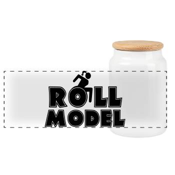 Weibliche Rollstuhlfahrerin ist ein Vorbild * - Panorama Keksdose mit Holzdeckel - Weiß - Vorne