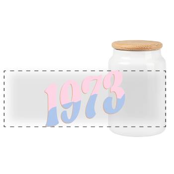 1973 Birthday Gifts Retro - Panoramic Cookie Jar with Wooden Lid - white - Front