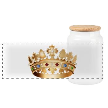 Couronne dorée fascinante et détaillée - Boîte à biscuits avec couvercle en bois - blanc - Devant