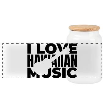 Ich liebe hawaiianische Musik - Panorama Keksdose mit Holzdeckel - Weiß - Vorne