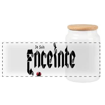 Je suis Enceinte Bébé Grossesse - Boîte à biscuits avec couvercle en bois - blanc - Devant