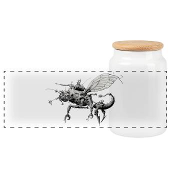 Robot insect - Panoramic Cookie Jar with Wooden Lid - white - Front