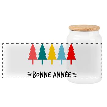 BONNE ANNEE. SAINT SYLVESTRE. NOUVELLE ANNÉE - Boîte à biscuits avec couvercle en bois - blanc - Devant