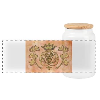 Sceau de Bach / monogramme / armoiries / insignes - Boîte à biscuits avec couvercle en bois - blanc - Devant