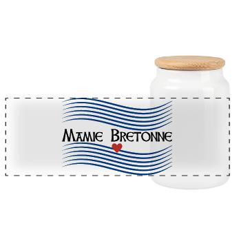 Mamie Bretonne Marinière Fête des grands-mères - Boîte à biscuits avec couvercle en bois - blanc - Devant
