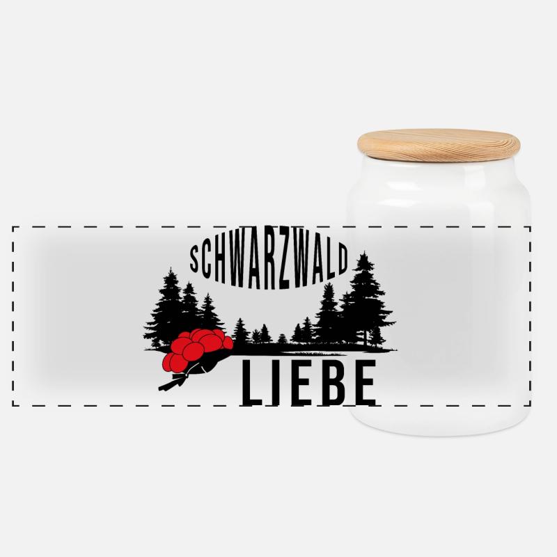 Schwarzwald Liebe - Panorama Keksdose mit Holzdeckel - Weiß