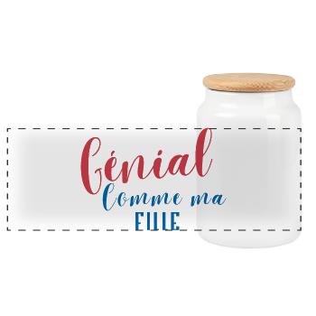 Génial Comme ma Fille - Boîte à biscuits avec couvercle en bois - blanc - Devant