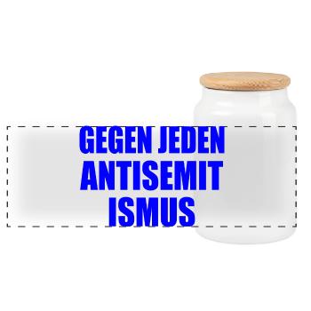 Gegen jeden antisemitismus - Panorama Keksdose mit Holzdeckel - Weiß - Vorne