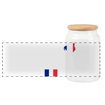 Coq Tricolore Illustration pour Passionnés - Boîte à biscuits avec couvercle en bois - blanc - Devant