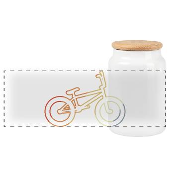 BMX Wheel Sketch - Panoramic Cookie Jar with Wooden Lid - white - Front