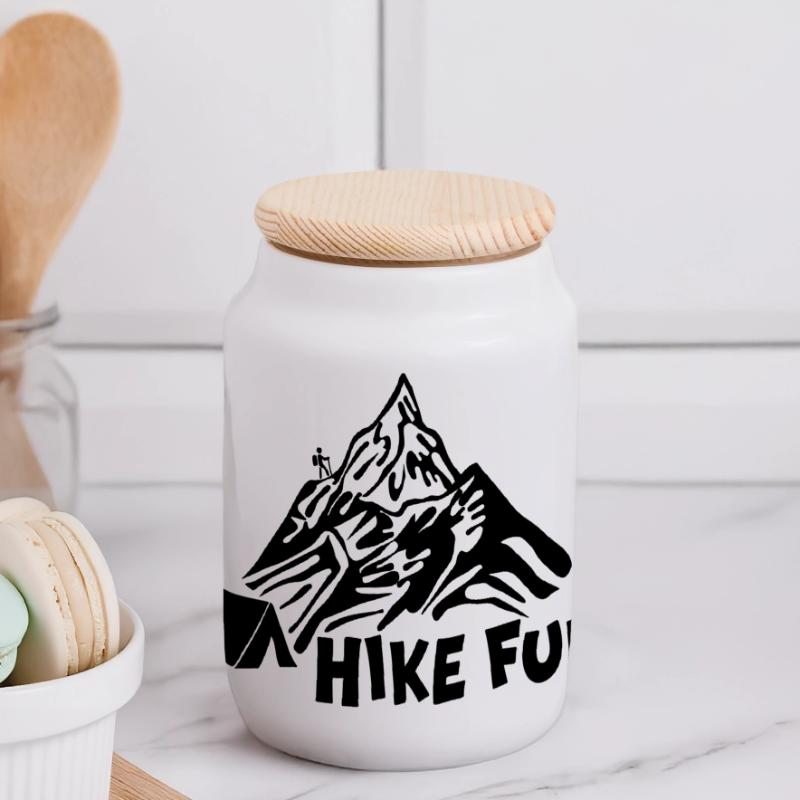 Hike Fun [Czarny] Pojemnik na herbatniki z drewnianą pokrywką